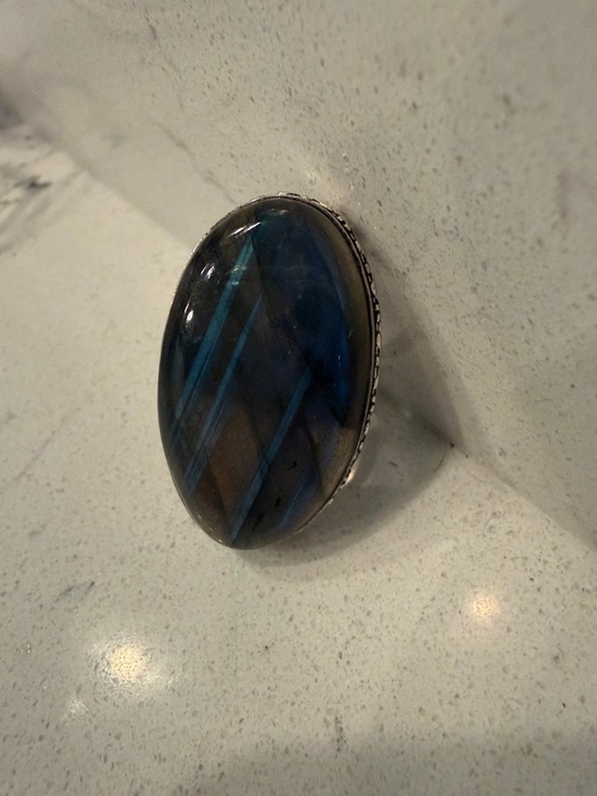 Handmade Jewelry - Large Labradorite Oval Statement Ring - Women Jewelry